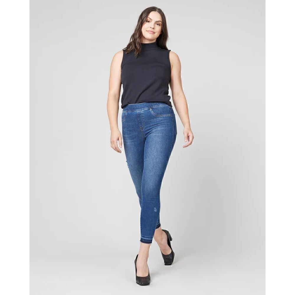 SPANX Distressed Ankle Jeans Size Large 20203R Medium Wash
